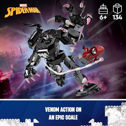 LEGO Marvel Venom Mech Armor vs. Miles Morales, Posable Action for Kids, Marvel Building Set with Minifigures, Travel Toy, Super Hero Battle Gift for Boys and Girls Aged 6 and Up, 76276 - 2