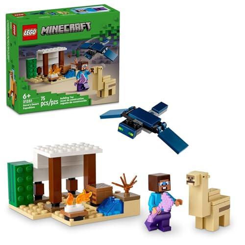 LEGO Minecraft Stivenning Cho'l Ekspeditsiyasi Qurilish O'yinchog'i, Minecraft Uy va Harakat Figuralari bilan Biyom, Mustaqil O'yin uchun Minecraft Sovg'asi, 6 Yosh va Undan Katta Bo'lgan O'g'il, Qiz va Bolalar Uchun O'yin To'plami, 21251 - 1