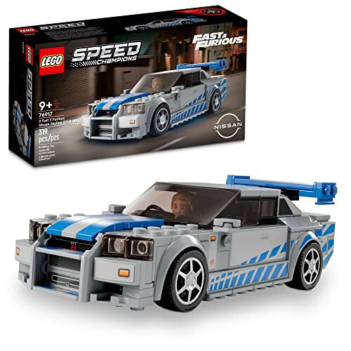 LEGO Speed Champions 2 Fast 2 Furious Nissan Skyline GT-R (R34), Race Car Toy Model Building Kit, Collectible with Racer Minifigure, 2023 Set for Kids, Boys and Girls Ages 9 and Up 76917 - 1