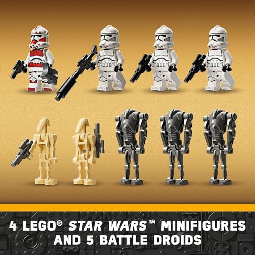 LEGO Star Wars Klon Askar va Jang Droidi Jang To'plami Bolalar uchun, Quriladigan O'yinchoq Speder Velosiped Transport vositasi, Uchli Droid va Himoya Posti, To'plam, 7 yosh va undan katta bo'lgan O'g'il va Qizlar uchun Sovg'a, 75372 - 3