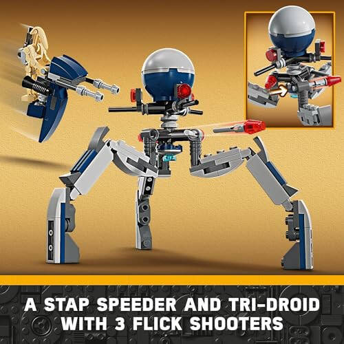 LEGO Star Wars Klon Askar va Jang Droidi Jang To'plami Bolalar uchun, Quriladigan O'yinchoq Speder Velosiped Transport vositasi, Uchli Droid va Himoya Posti, To'plam, 7 yosh va undan katta bo'lgan O'g'il va Qizlar uchun Sovg'a, 75372 - 6