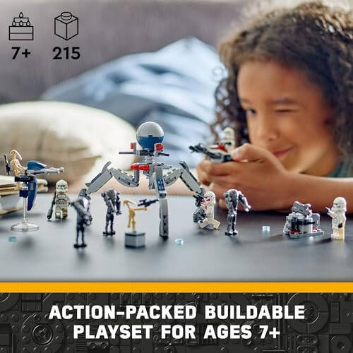 LEGO Star Wars Klon Asker ve Savaş Droidi Savaş Paketi Seti Çocuklar İçin, Yapılabilir Oyuncak Hızlı Motosiklet Aracı, Üçlü Droid ve Savunma Karakolu, Koleksiyonluk, 7 Yaş ve Üzeri Erkek ve Kız Çocukları İçin Hediye, 75372 - 2