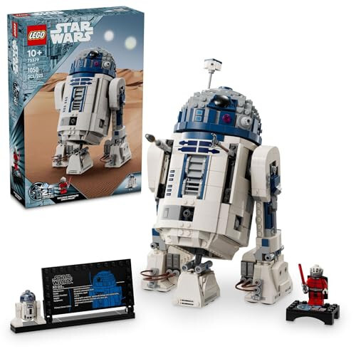 LEGO Star Wars R2-D2 Brick Built Droid Figure, Collectible Star Wars Room Décor with Exclusive 25th Anniversary Minifigure Darth Malak, Creative Play Gift Idea for Kids or Fans Ages 10 and Up, 75379 - 1