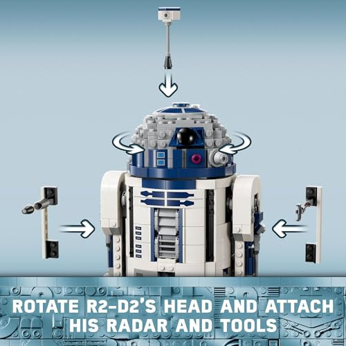 LEGO Star Wars R2-D2 Brick Built Droid Figure, Collectible Star Wars Room Décor with Exclusive 25th Anniversary Minifigure Darth Malak, Creative Play Gift Idea for Kids or Fans Ages 10 and Up, 75379 - 3