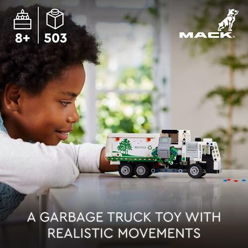 LEGO Technic Mack LR Elektrikli Çöp Kamyonu Oyuncak, İnşa Edilebilir Çocuk Kamyonu Rol Yapma Oyunu İçin, 8 Yaş ve Üzeri Çocuklar İçin Harika Hediye, Geri Dönüşüm Kamyonu Oyuncakları ve Araçları Seven Erkekler, Kızlar ve Çocuklar İçin, 42167 - 2