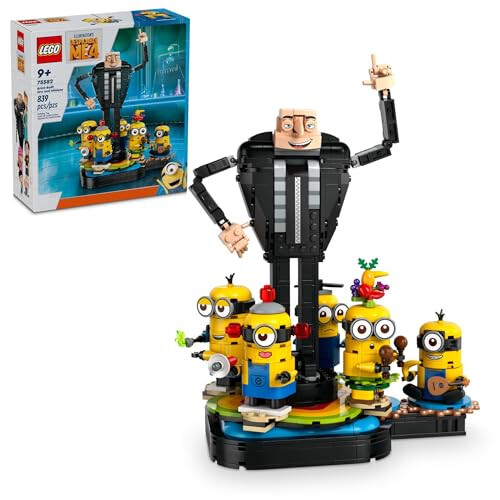 LEGO Yomon bola 4 G'ishtdan yasalgan Gru va Minyonlar Figurası, Bolalar uchun Minyonlar o'yinchoqlari to'plami, Raqsga tushuvchi Yomon bola o'yinchoq figuralari to'plami, O'ynash va namoyish qilish uchun Minyonlar tug'ilgan kun sovg'asi, 75582 - 1