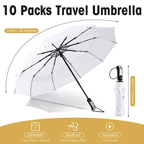 LEIFIDE 10 Pack Wedding Umbrellas Bulk Collapsible Umbrellas for Rain Compact Set Windproof Travel Umbrellas Folding and Portable Automatic Open Close for 1-2 People, Men and Women - 2