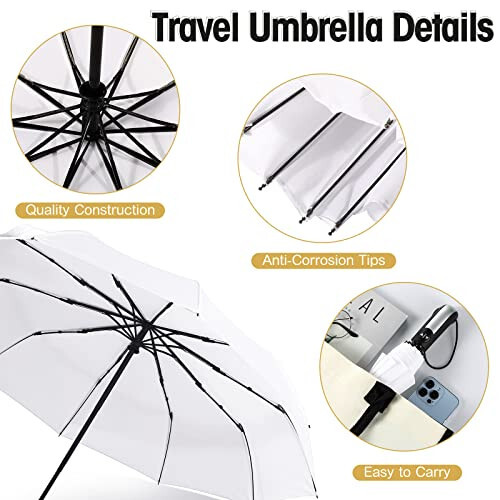 LEIFIDE 10 Pack Wedding Umbrellas Bulk Collapsible Umbrellas for Rain Compact Set Windproof Travel Umbrellas Folding and Portable Automatic Open Close for 1-2 People, Men and Women - 4