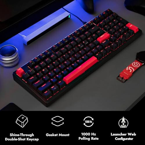 LEMOKEY X5 %96 Kablolu Oyun LED Arka Aydınlatmalı QMK/Launcher Mekanik Klavye Windows/Linux İçin, Özelleştirilebilir Klavye, Çift Enjeksiyonlu Tuş Kapakları, Mekanik Kırmızı Anahtar, Hem Oyun Hem de İş İçin Mükemmel - 2