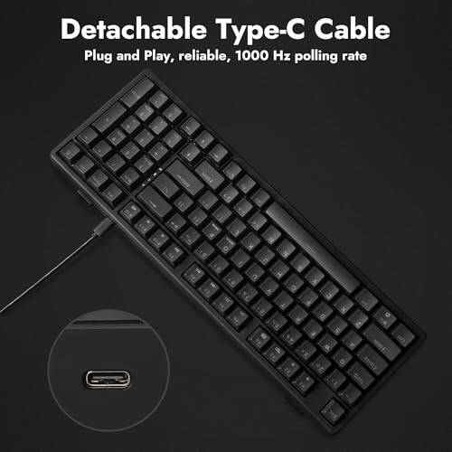 LEMOKEY X5 %96 Kablolu Oyun LED Arka Aydınlatmalı QMK/Launcher Mekanik Klavye Windows/Linux İçin, Özelleştirilebilir Klavye, Çift Enjeksiyonlu Tuş Kapakları, Mekanik Kırmızı Anahtar, Hem Oyun Hem de İş İçin Mükemmel - 6