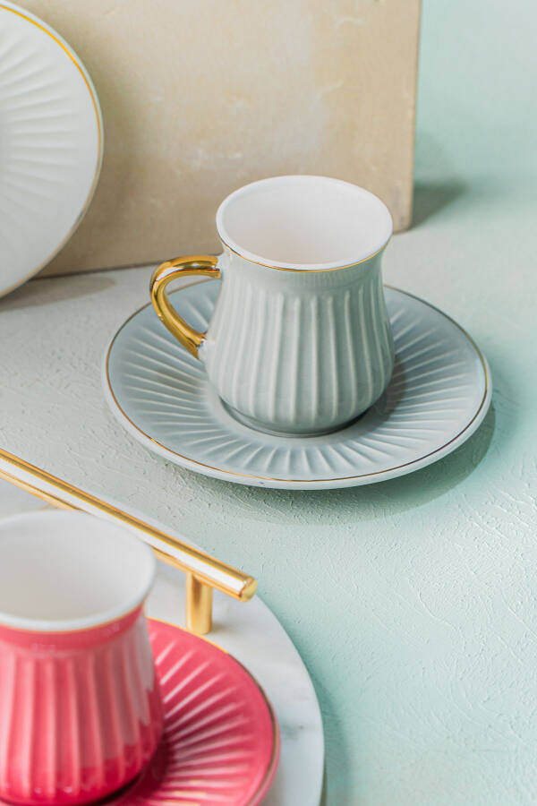 Lena Gold Gilt 6-Piece Porcelain Coffee Cup Set - 3