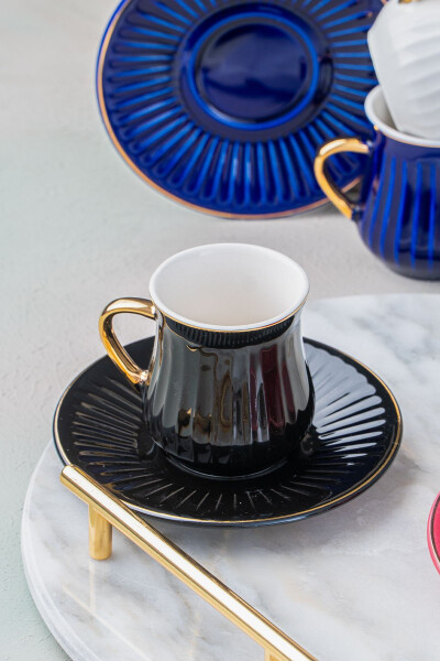 Lena Gold Gilt 6-Piece Porcelain Coffee Cup Set - 4