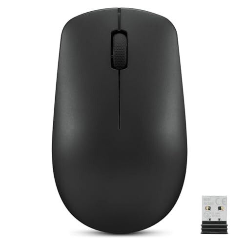 Lenovo 530 Wireless Mouse – Full Size Computer Mouse for PC, Laptop, Windows Computer - 2.4 GHz Nano USB Receiver - Ambidextrous Design - 12 Months Battery Life – Cordless - 1