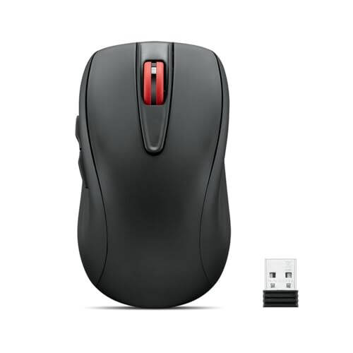 Lenovo USB-C Rechargeable Silent Mouse (WL500) - Silent Buttons, USB-C Rechargeable, Ambidextrous Grip, Adjustable DPI - Plug-and-Play 2.4G Receiver Computer Mouse (Black) - 1