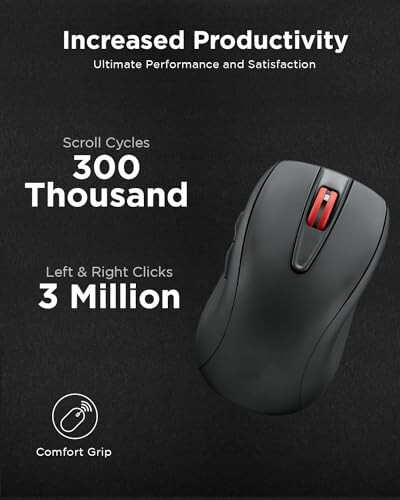 Lenovo USB-C Rechargeable Silent Mouse (WL500) - Silent Buttons, USB-C Rechargeable, Ambidextrous Grip, Adjustable DPI - Plug-and-Play 2.4G Receiver Computer Mouse (Black) - 2