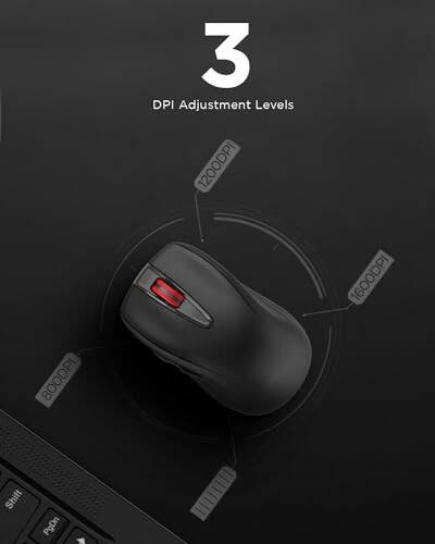 Lenovo USB-C Rechargeable Silent Mouse (WL500) - Silent Buttons, USB-C Rechargeable, Ambidextrous Grip, Adjustable DPI - Plug-and-Play 2.4G Receiver Computer Mouse (Black) - 5