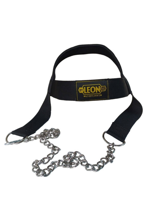 Leon Classic Exercise Weight Training Fitness Head Neck Strap Black Yellow - 1