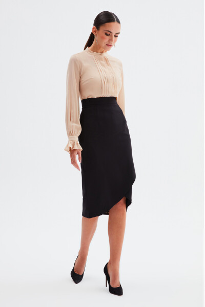 Leopard Lined Wrap Skirt - Black - 8