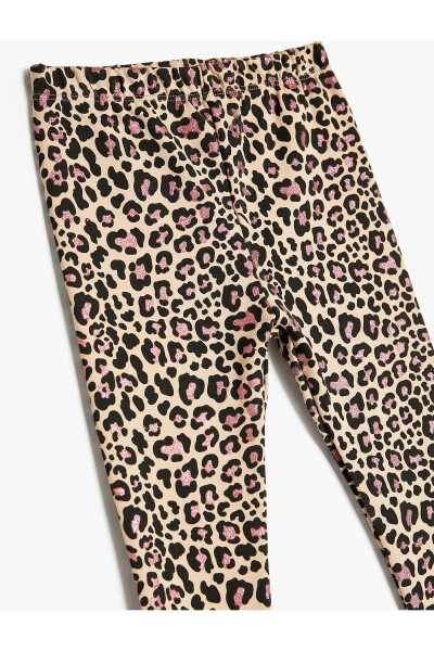 Leopard naqshli, kamonli paxta leggins - 3