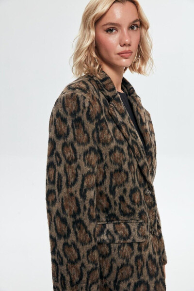 Leopard Print Cashmere Blazer Jacket - 2