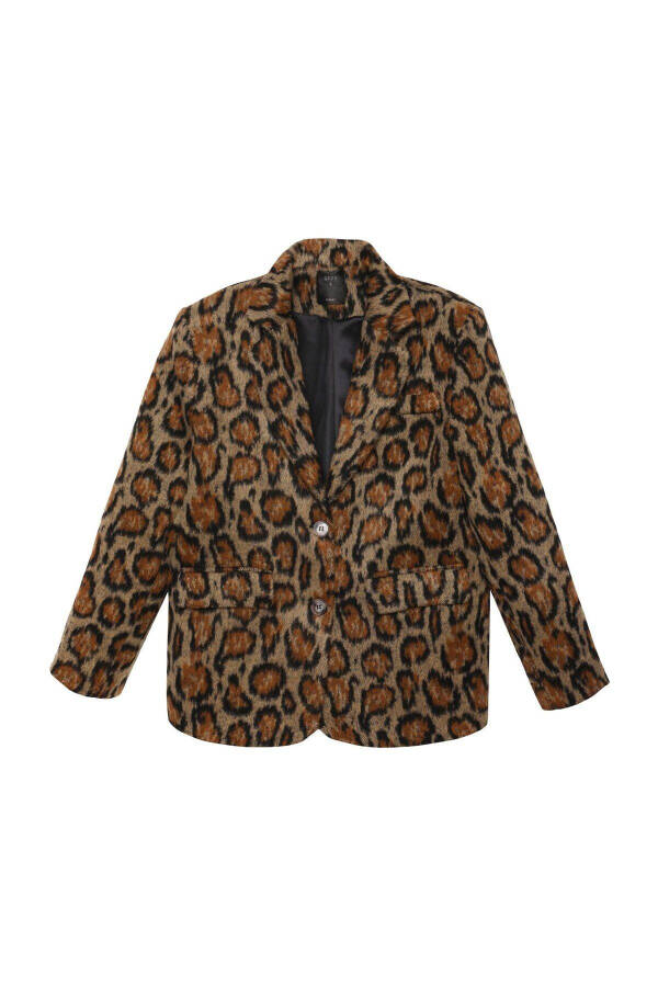 Leopard Print Cashmere Blazer Jacket - 3