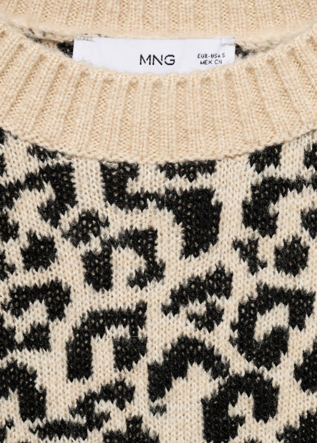 Leopard print, contrast sweater - Beige - 5