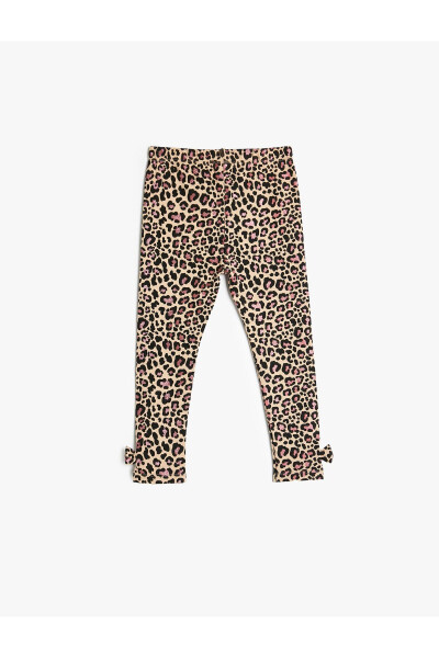 Leopard print cotton leggings with a bow detail - 2