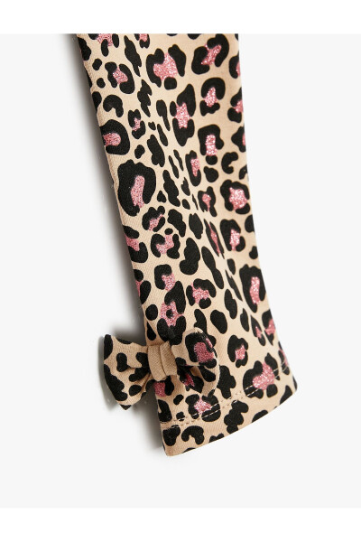 Leopard print cotton leggings with a bow detail - 4