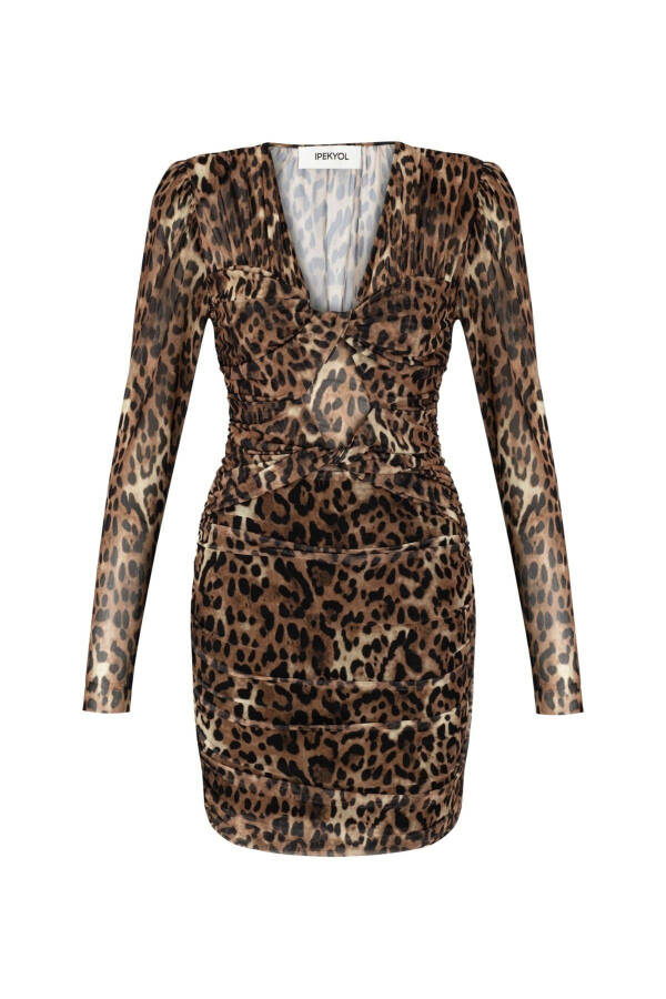 Leopard Print Draped Dress - 6