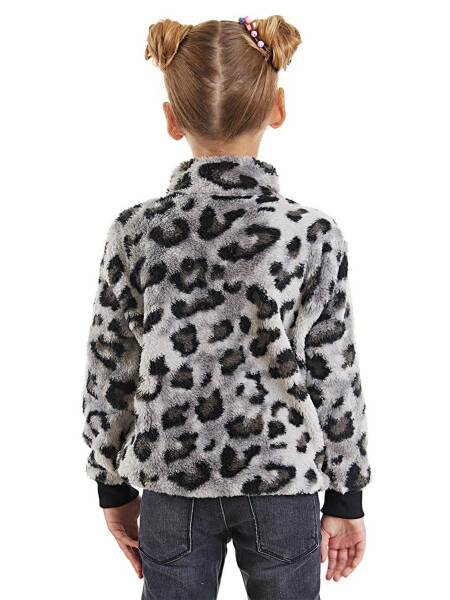 Leoparlı Kız Çocuk Peluş Sweatshirt - 2