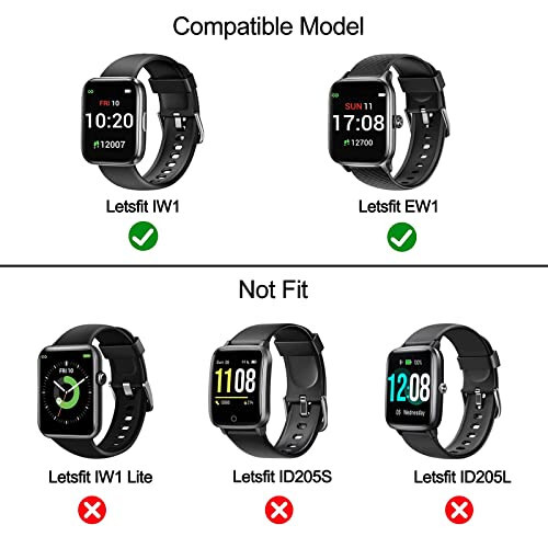 Letsfit EW1/ Letsfit IW1 Akıllı Saat Bilekliğiyle Uyumlu Bantlar, Amazfit Bip 5 Akıllı Saat Bandı İçin Düz Renk Değiştirme Bilezik Spor Kayışı (IW1 Lite/ID205L/ID205S İçin Değil) (Küçük) - 2