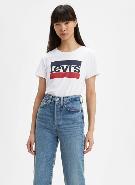 Levis 17369-1313 Bisiklet Yaka Kısa Kol Baskılı Beyaz Kadın T-Shirt - 1