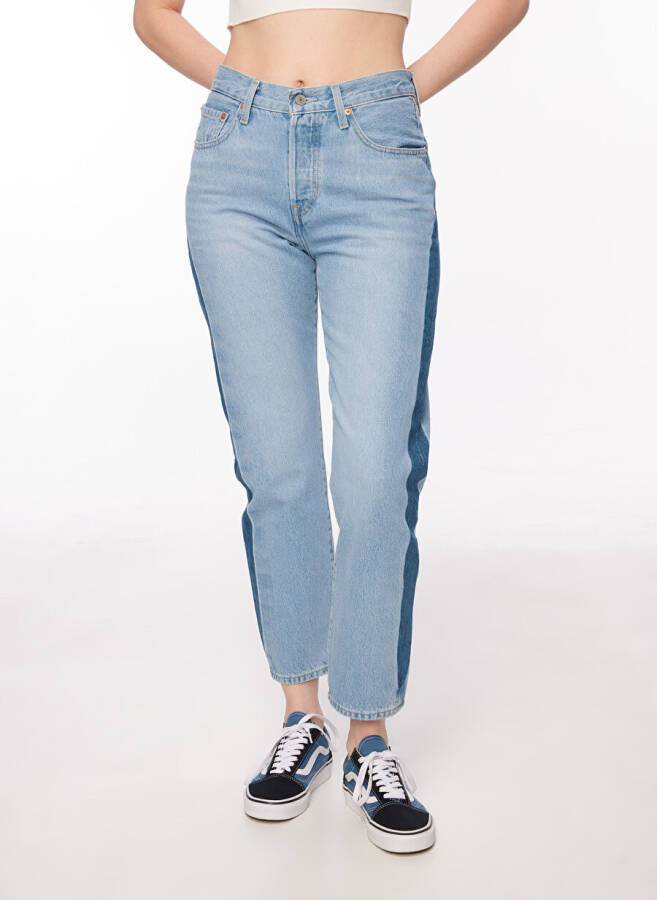 Levi's 501 Crop Light Blue High Waist Women's Denim Jeans NEVER FADE - 8