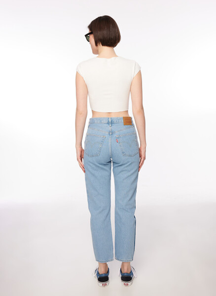 Levi's 501 Crop Light Blue High Waist Women's Denim Jeans NEVER FADE - 5