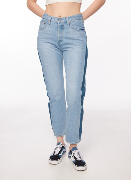 Levi's 501 Crop Ochchiq ko'k yuqori belli ayollar uchun jinsi shimlari NEVER FADE - 8