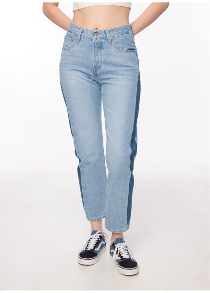 Levi's 501 Crop Ochchiq ko'k yuqori belli ayollar uchun jinsi shimlari NEVER FADE - 13