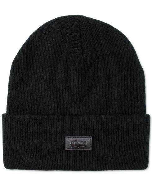 Levi's All Season Comfy Leather Logo Patch Hero Beanie Black - 1