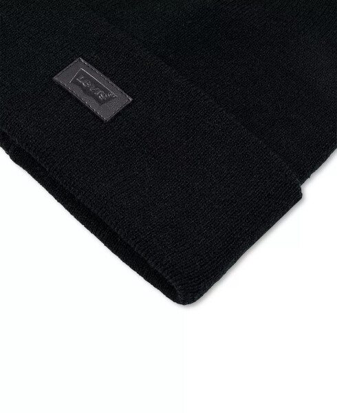 Levi's All Season Comfy Leather Logo Patch Hero Beanie Black - 2