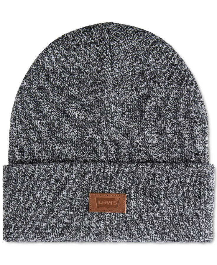 Levi's All Season Comfy Leather Logo Patch Hero Beanie Black - 6