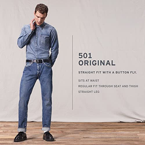 Levi's Erkaklar 501 Original Fit Jinsi Shimlari (Katta va Uzun Bo'yli O'lchamlarda Ham Mavjud) - 11