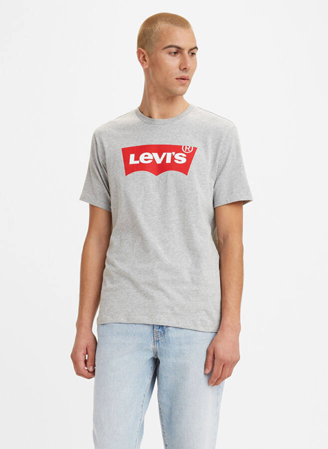 Levi's Erkaklar uchun kulrang krujka bo'yinli futbolkasi - 1