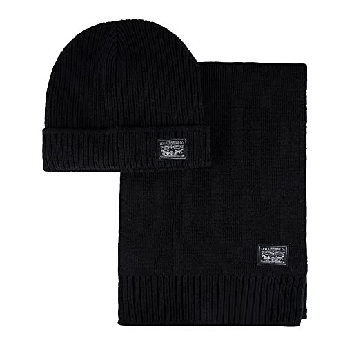 Levi's Men's Classic Winter Warm Knit Beanie Hat and Scarf Set - 1