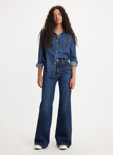 Levi's Ochqir Moviy Ayollar Denim Jinsi Shimlari RIBCAGE BELLS SONOMA TRAIN - 1