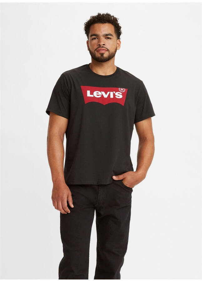 Levis Siyah Bisiklet Yaka Baskılı Erkek T-Shirt - 4