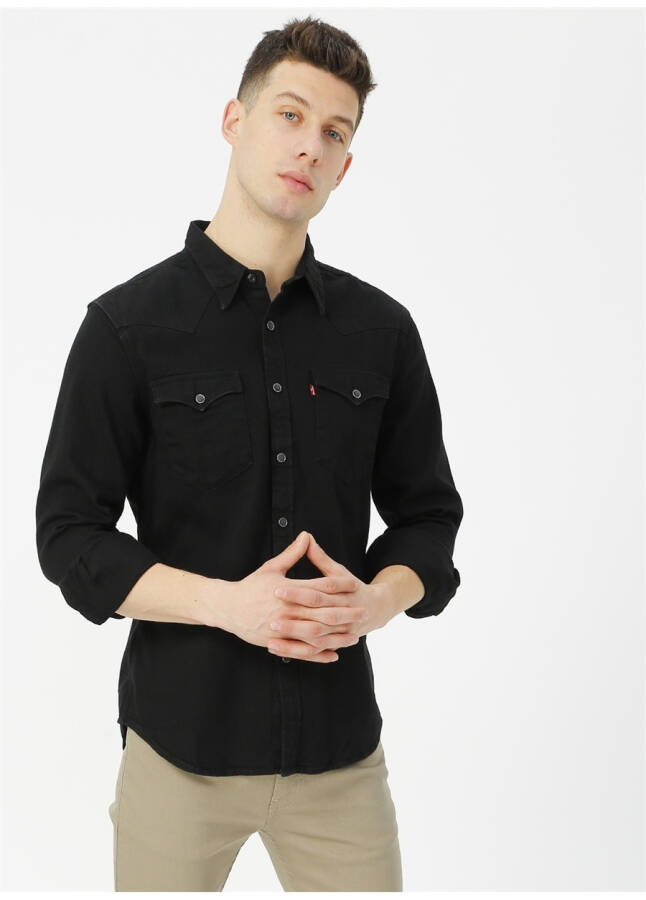 Levis Slim Fit Plain Black Men's Shirt 85744-0002 BARSTOW WESTERN STANDARD - 13