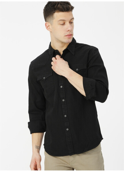 Levis Slim Fit Plain Black Men's Shirt 85744-0002 BARSTOW WESTERN STANDARD - 19