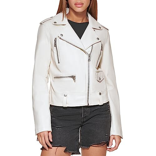 Levi's Women's Cropped Faux Leather Motorcycle Jacket - 1