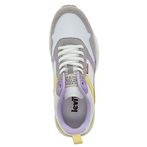 Levi's Women's Oats 2 Synthetic Leather Casual Trainer Sneaker Shoe, White/Lilac/Sunlight - 2