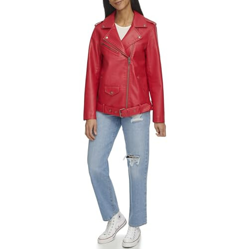 Levi's Women's Oversized Faux Leather Belted Motorcycle Jacket (Standard & Plus Sizes) - 9