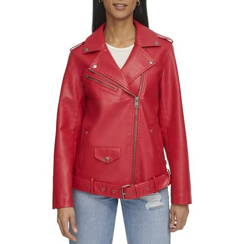 Levi's Women's Oversized Faux Leather Belted Motorcycle Jacket (Standard & Plus Sizes) - 10